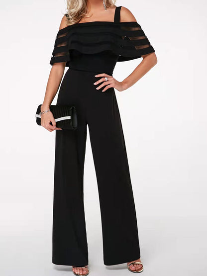 Women's Jumpsuits Solid One Shoulder Mesh Sling Jumpsuit - LuckyFash™