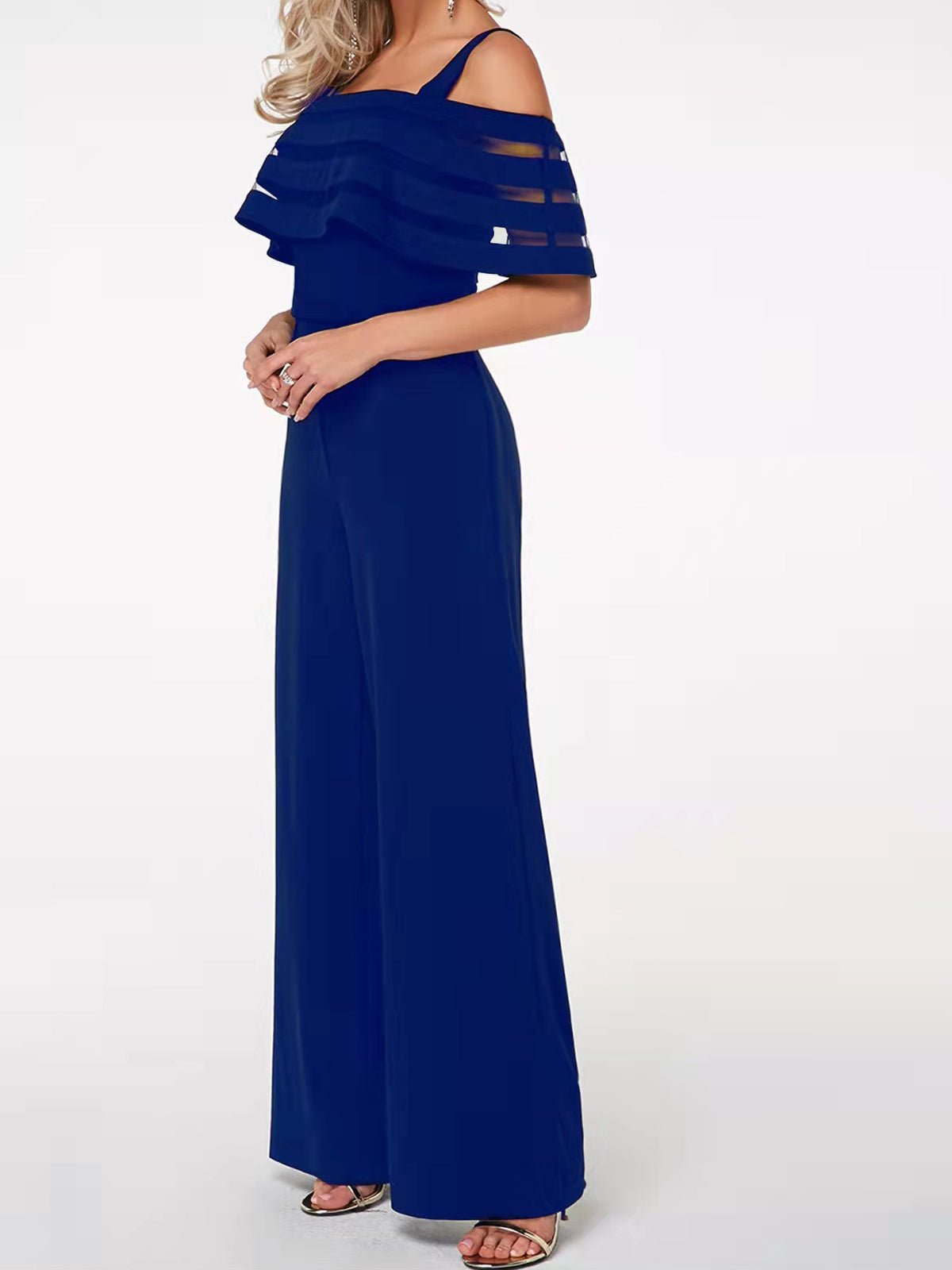 Women's Jumpsuits Solid One Shoulder Mesh Sling Jumpsuit - LuckyFash™
