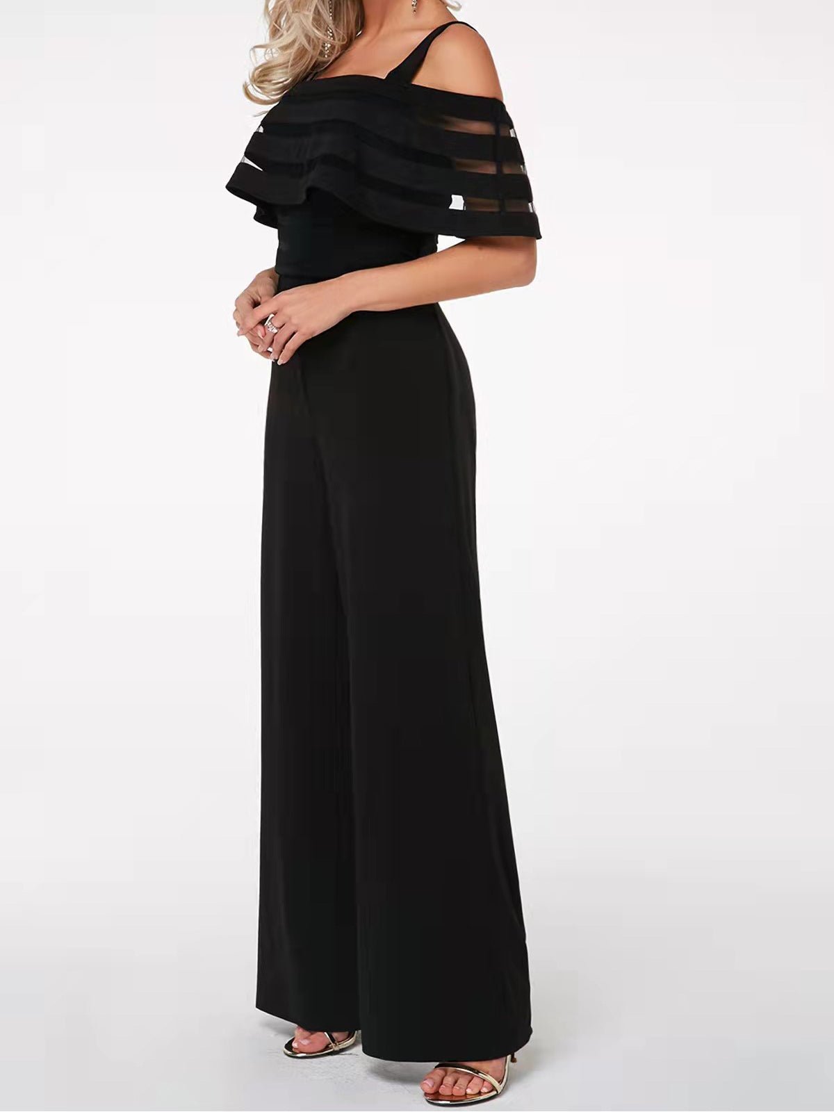 Women's Jumpsuits Solid One Shoulder Mesh Sling Jumpsuit - LuckyFash™