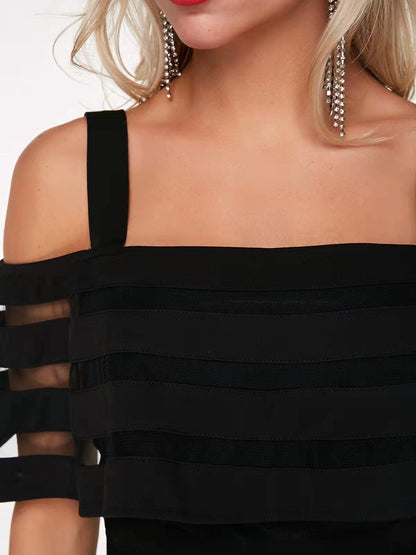 Women's Jumpsuits Solid One Shoulder Mesh Sling Jumpsuit - LuckyFash™