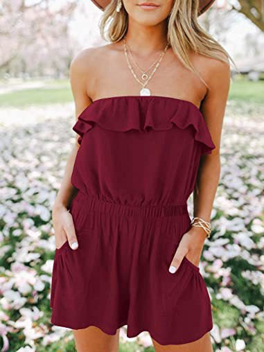 Women's Jumpsuits Solid One-Shoulder Ruffle Pocket Jumpsuit - LuckyFash™