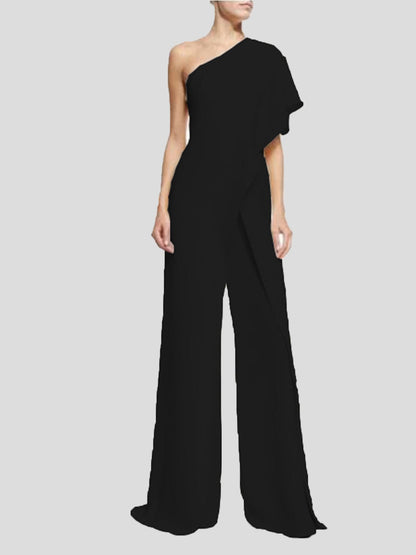 Women's Jumpsuits Solid One Shoulder Wide Leg Jumpsuit - LuckyFash™