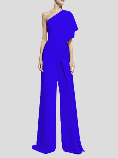 Women's Jumpsuits Solid One Shoulder Wide Leg Jumpsuit - LuckyFash™