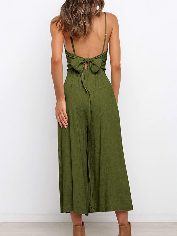 Women's Jumpsuits Solid Sling Open Back Sleeveless Jumpsuit - LuckyFash™