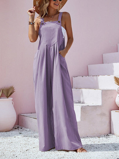 Women's Jumpsuits Solid Sling Pocket Wide-Leg Jumpsuit - LuckyFash™