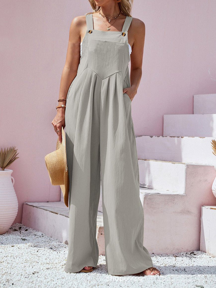 Women's Jumpsuits Solid Sling Pocket Wide-Leg Jumpsuit - LuckyFash™