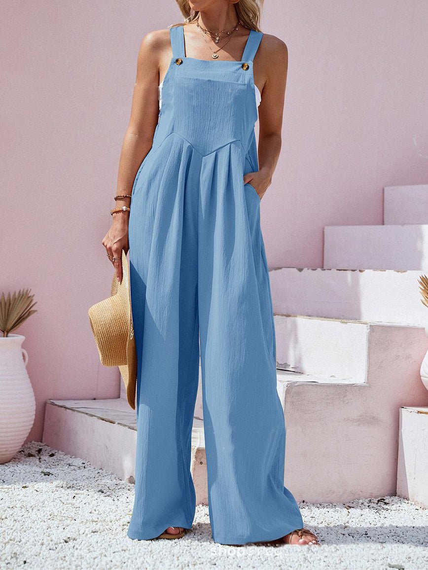 Women's Jumpsuits Solid Sling Pocket Wide-Leg Jumpsuit - LuckyFash™