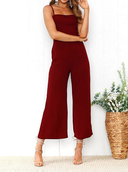 Women's Jumpsuits Solid Sling Sleeveless Casual Jumpsuit - LuckyFash™