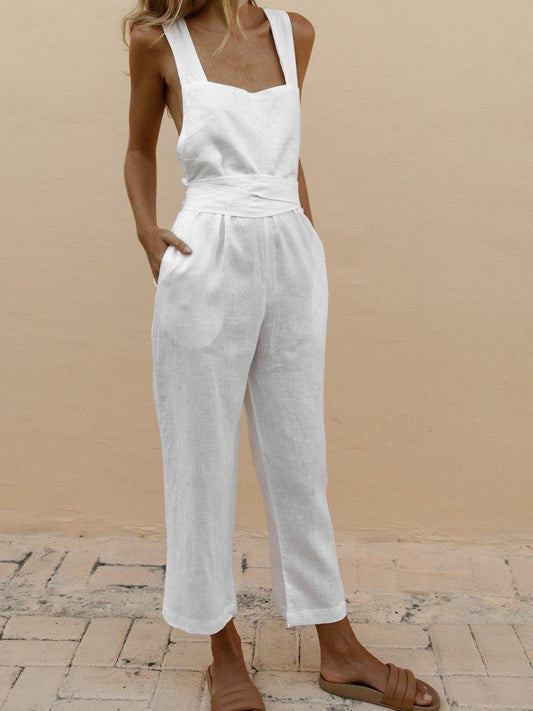 Women's Jumpsuits Square Neck Sling Pocket Jumpsuit - LuckyFash™