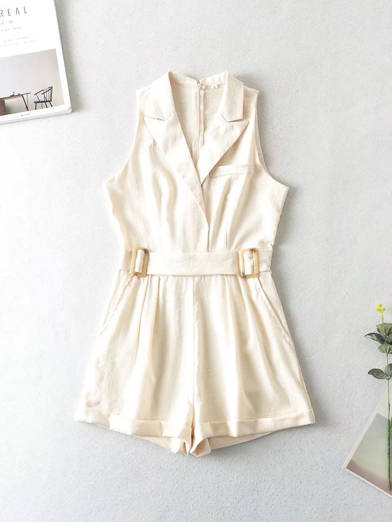 Women's Jumpsuits Suit Collar Sleeveless Pocket Jumpsuit - LuckyFash™