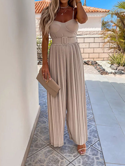 Women's Jumpsuits Suspender Pleated Sleeveless Jumpsuit - LuckyFash™