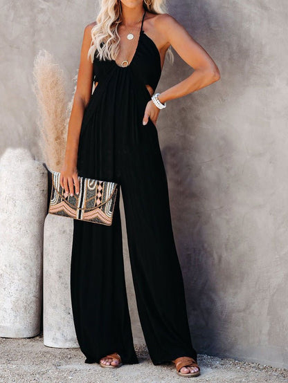 Women's Jumpsuits Suspender U-Neck Backless Wide-Leg Jumpsuit - LuckyFash™