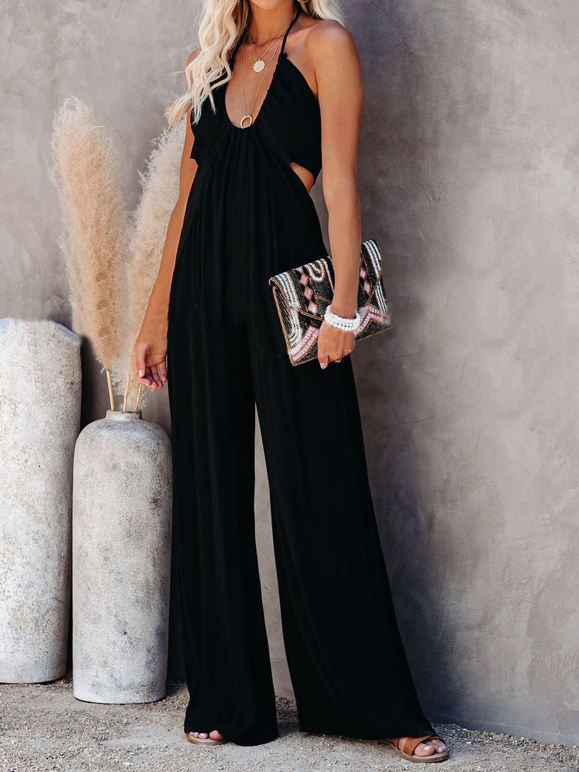 Women's Jumpsuits Suspender U-Neck Backless Wide-Leg Jumpsuit - LuckyFash™