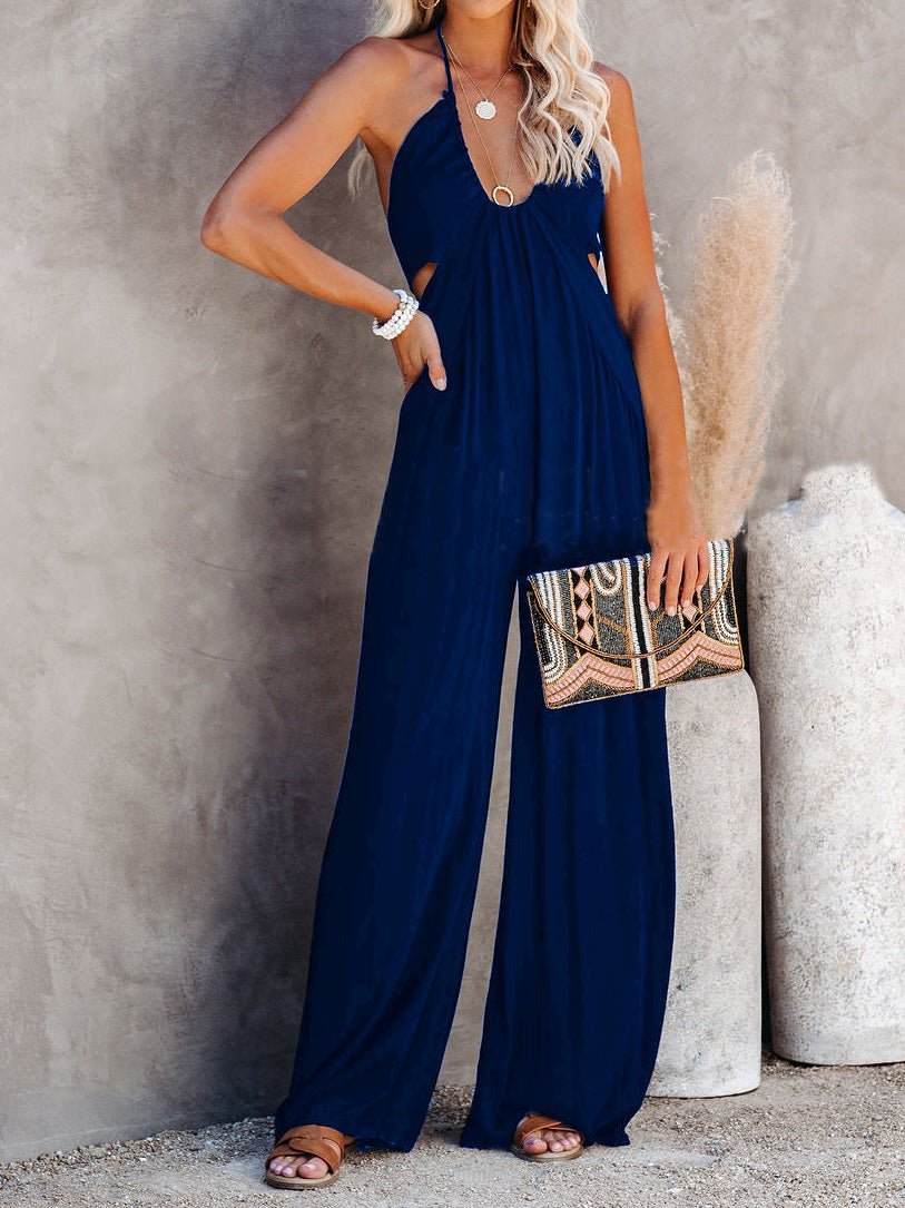Women's Jumpsuits Suspender U-Neck Backless Wide-Leg Jumpsuit - LuckyFash™