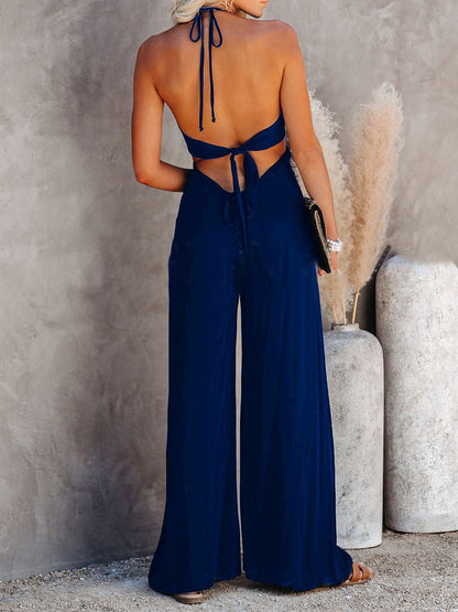 Women's Jumpsuits Suspender U-Neck Backless Wide-Leg Jumpsuit - LuckyFash™