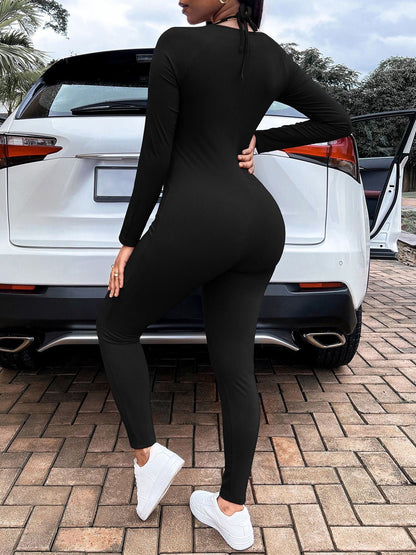 Women's Jumpsuits Tie-Up Long-Sleeve Slim Fit Jumpsuit - LuckyFash™