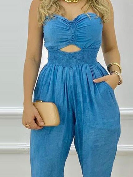 Women's Jumpsuits Tube Top Off-Shoulder Hollow Pocket Jumpsuit - LuckyFash™