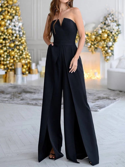 Women's Jumpsuits Tube Top Sleeveless Slit Jumpsuit - LuckyFash™