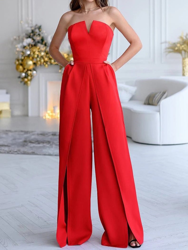 Women's Jumpsuits Tube Top Sleeveless Slit Jumpsuit - LuckyFash™
