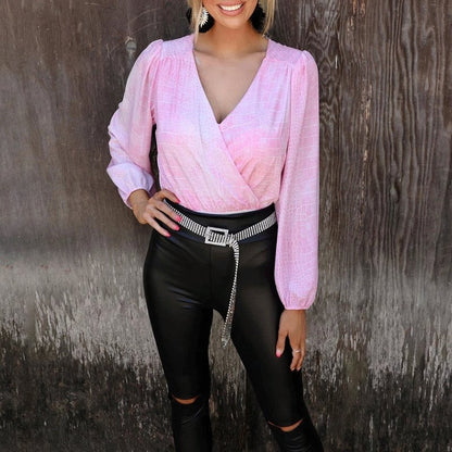 Women's Jumpsuits V-Neck Printed Lantern Long Sleeve Jumpsuit - LuckyFash™