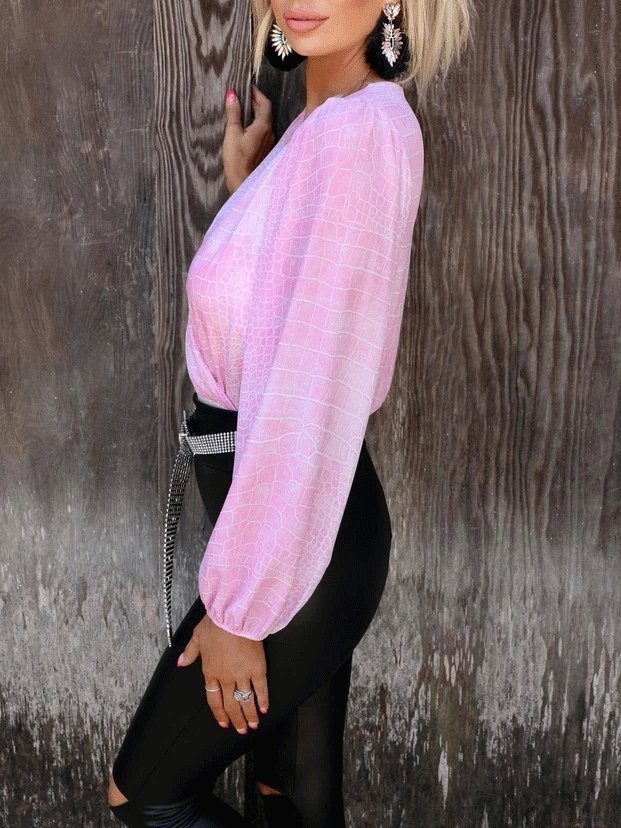 Women's Jumpsuits V-Neck Printed Lantern Long Sleeve Jumpsuit - LuckyFash™