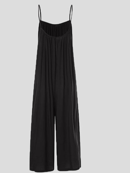 Women's Jumpsuits V-Neck Solid Wide-Leg Loose Jumpsuit - LuckyFash™