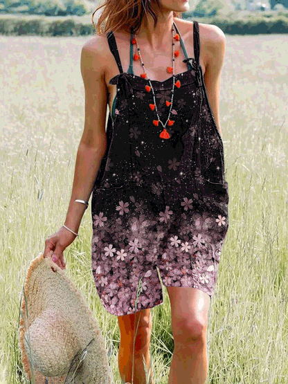 Women's Jumpsuits Vintage Print Bib Wide-Leg Jumpsuit - LuckyFash™