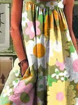 Women's Jumpsuits Vintage Print Loose Suspenders Wide-Leg Jumpsuit - LuckyFash™