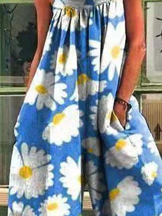 Women's Jumpsuits Vintage Print Loose Suspenders Wide-Leg Jumpsuit - LuckyFash™