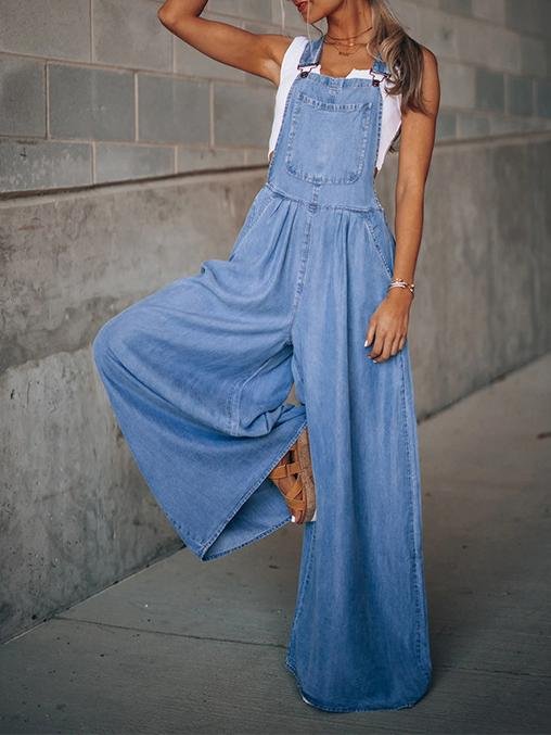 Women's Jumpsuits Wide-Leg Leisure Vacation Denim Jumpsuit - LuckyFash™