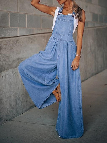 Women's Jumpsuits Wide-Leg Leisure Vacation Denim Jumpsuit - LuckyFash™