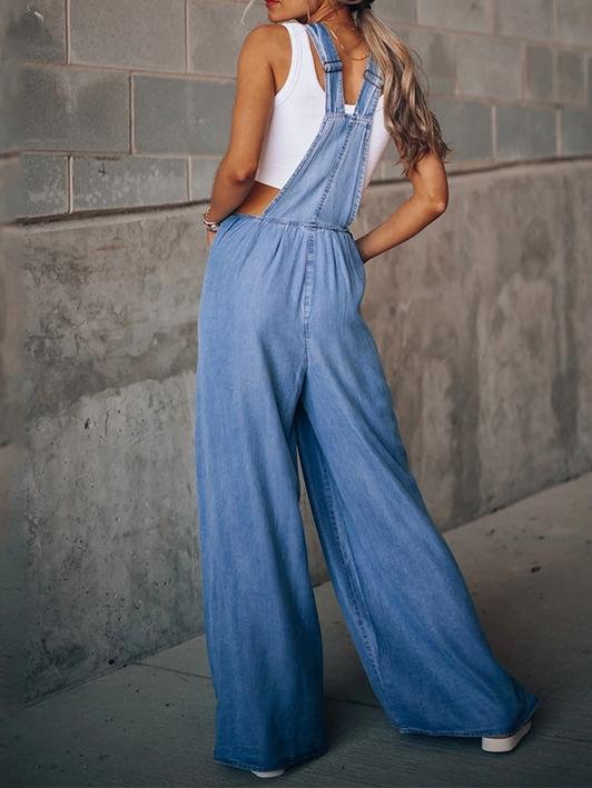 Women's Jumpsuits Wide-Leg Leisure Vacation Denim Jumpsuit - LuckyFash™
