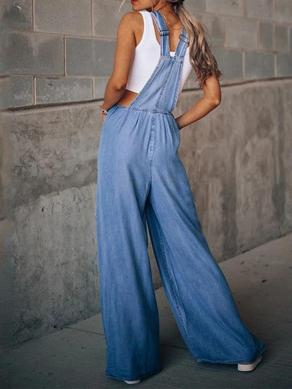 Women's Jumpsuits Wide-Leg Leisure Vacation Denim Jumpsuit - LuckyFash™