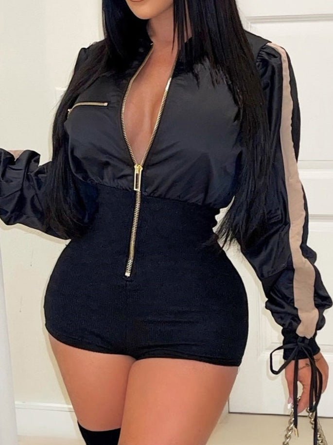 Women's Jumpsuits Zipped Skinny Long Sleeve Jumpsuit - LuckyFash™