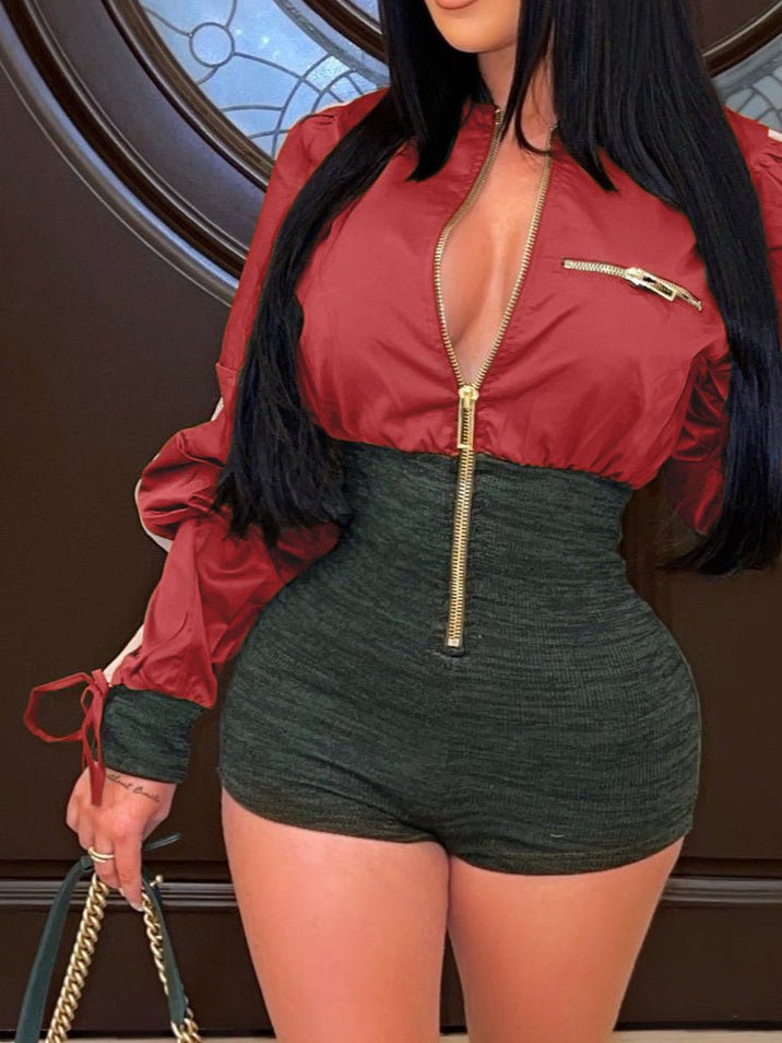 Women's Jumpsuits Zipped Skinny Long Sleeve Jumpsuit - LuckyFash™