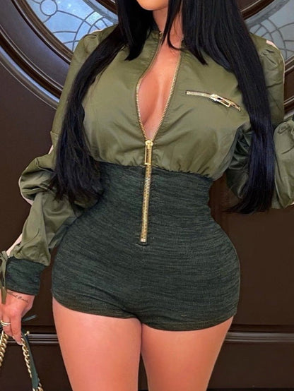 Women's Jumpsuits Zipped Skinny Long Sleeve Jumpsuit - LuckyFash™