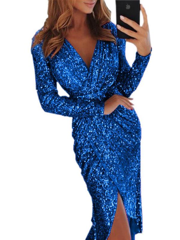 Women's Long Sleeved Sequined Dress - LuckyFash™