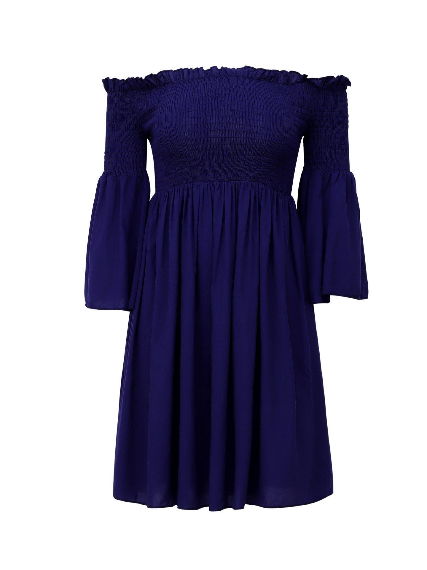 Women's Off-the-shoulder Slim Fit Pleated Dress - LuckyFash™