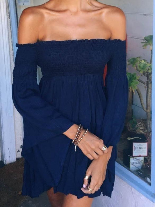 Women's Off-the-shoulder Slim Fit Pleated Dress - LuckyFash™