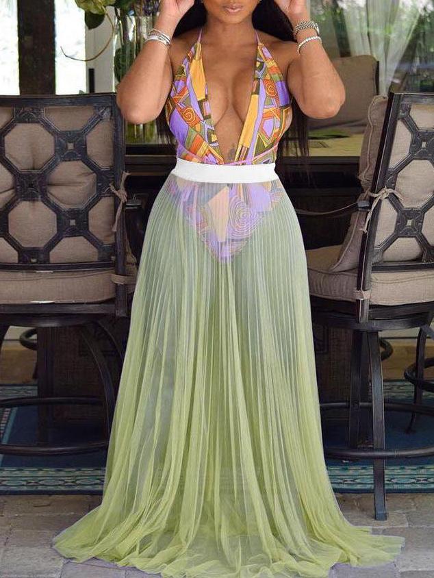 Women's Pure Color Mesh Pleated Skirt - LuckyFash™