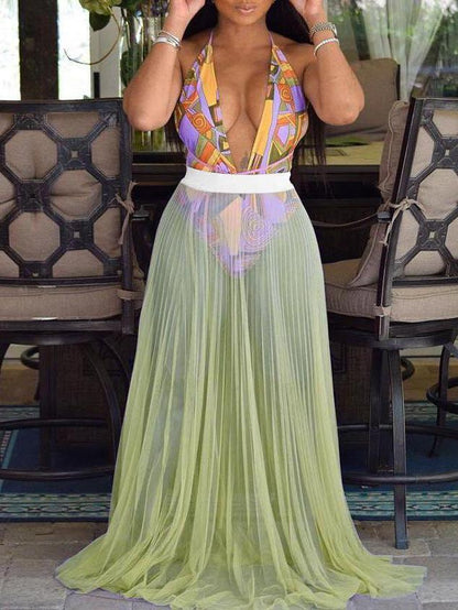 Women's Pure Color Mesh Pleated Skirt - LuckyFash™