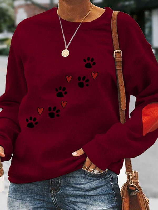Hoodies Dog Paw Print Round Neck Long Sleeve Hoodie - LuckyFash™