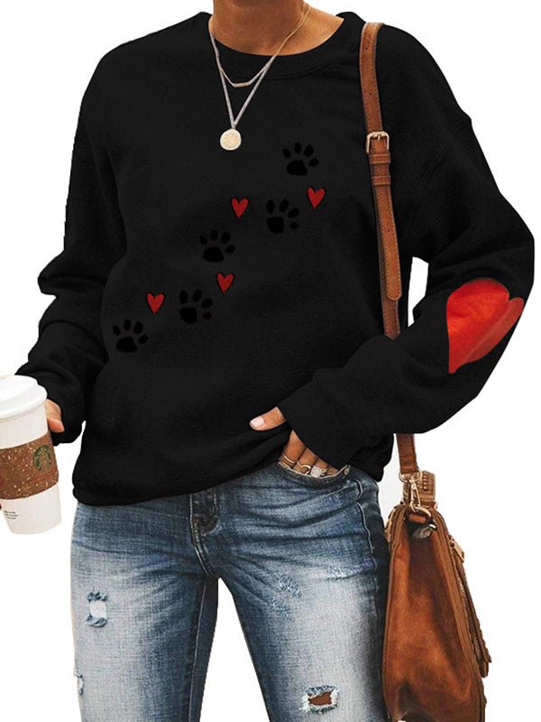 Hoodies Dog Paw Print Round Neck Long Sleeve Hoodie - LuckyFash™