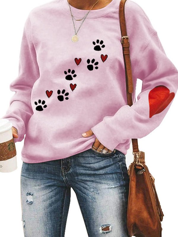 Hoodies Dog Paw Print Round Neck Long Sleeve Hoodie - LuckyFash™