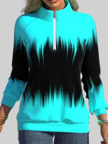 Hoodies Gradient Printing Zipper High Hoodie - LuckyFash™