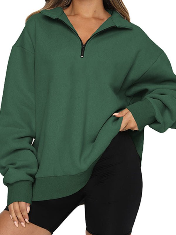 Hoodies Half Zipper Solid Color Pullover Hoodie - LuckyFash™