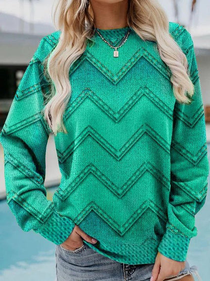 T-Shirts Geometric Print Casual Long Sleeve Sweatshirt - LuckyFash™