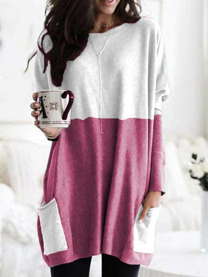 T-Shirts Long Sleeve Colorblock Casual Pocket T-Shirt - LuckyFash™