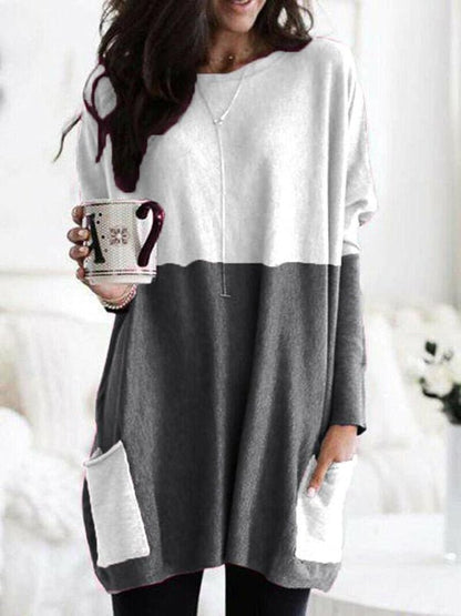 T-Shirts Long Sleeve Colorblock Casual Pocket T-Shirt - LuckyFash™
