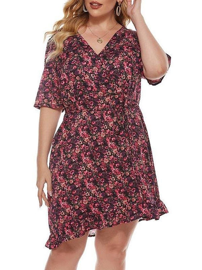 Women's V Neck Short Sleeve Dress - LuckyFash™